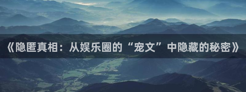彩神vii官方：《隐匿真相：从娱乐圈的“宠文”中隐藏的秘密》
